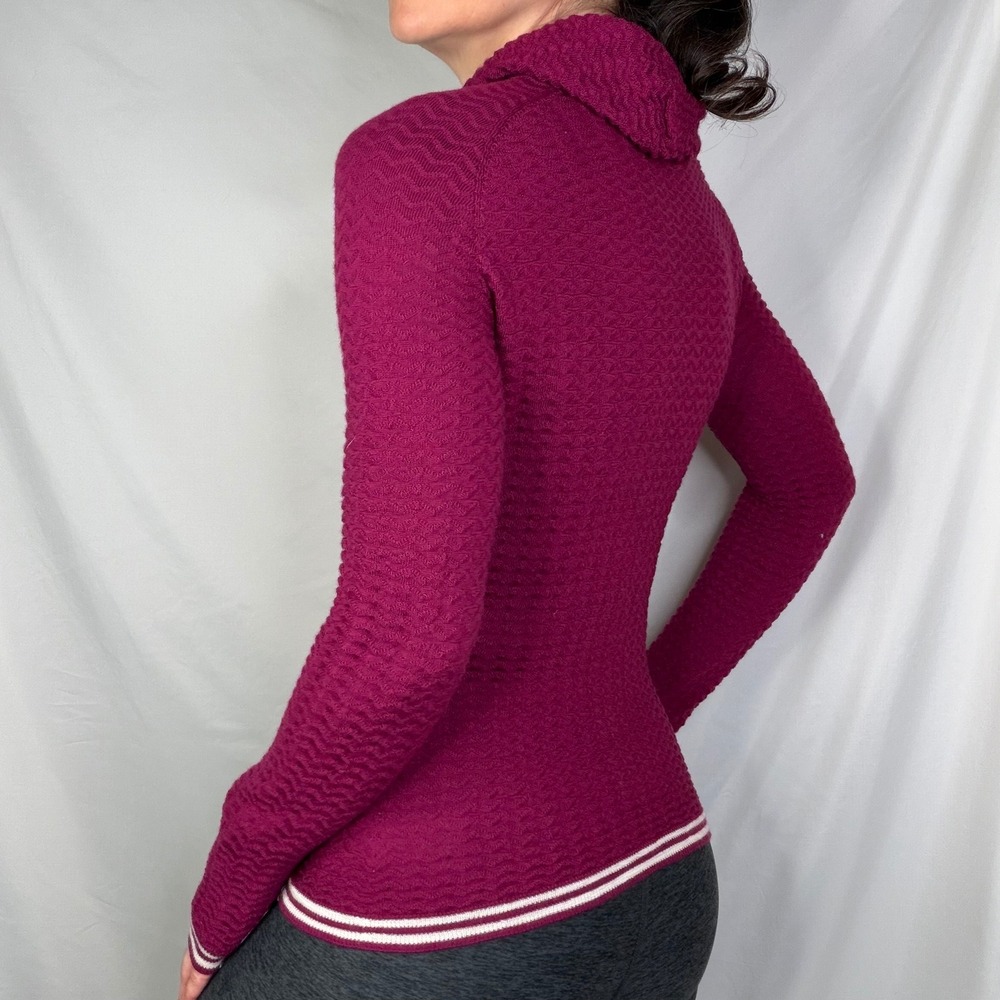 Krimson Klover Permafrost Sweater Hoodie Plumberry Magenta Wool Textured Knit XS - Picture 3 of 11